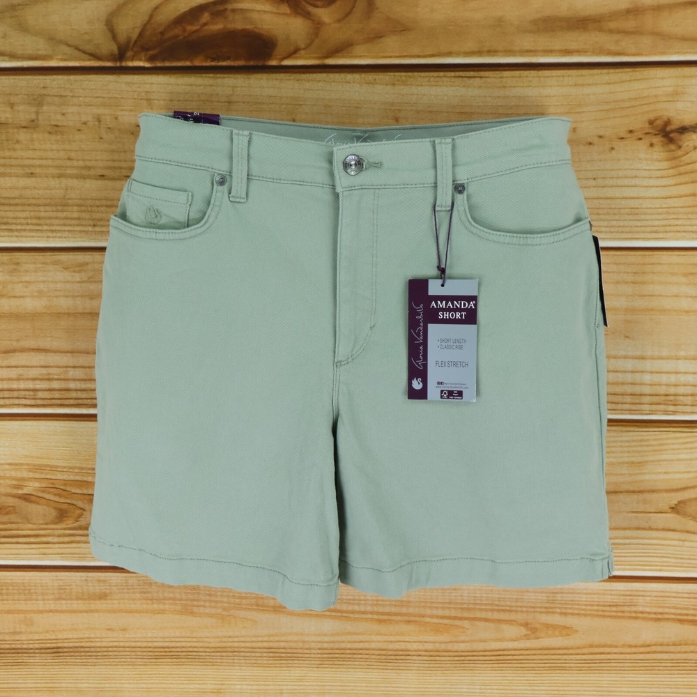 Gloria Vanderbilt Amanda Jean Shorts High Rise Womens 10 Green‎ Flex Stretch NWT